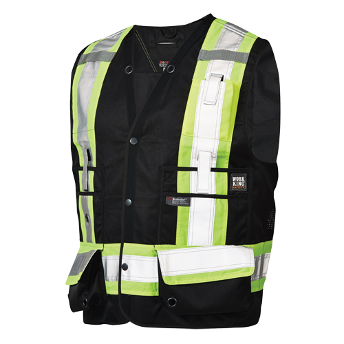 Veste de s&eacute;curit&eacute; pour arpenteur, Noir, Grand, Polyester Ontario Packaging