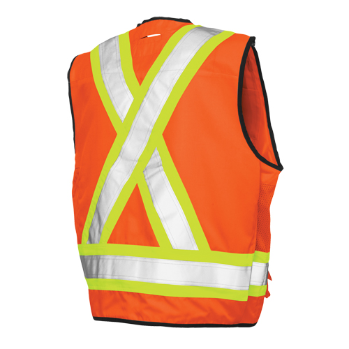 Surveyor Safety Vest, High Visibility Orange, Large, Polyester Ontario Packaging