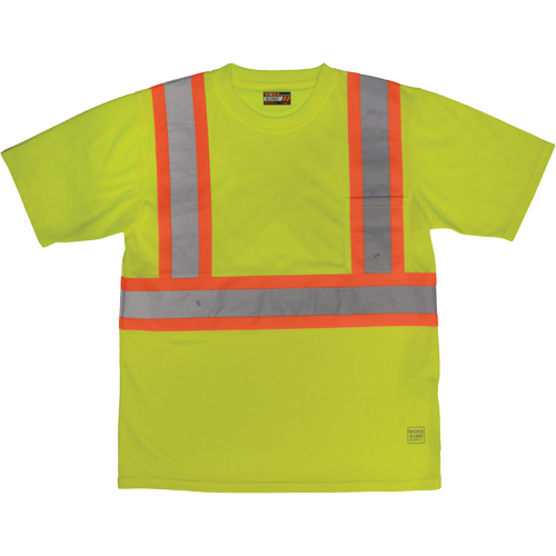 Short-Sleeved Safety T-Shirt with Pocket, Polyester, Large, High Visibility Lime-Yellow Ontario Packaging