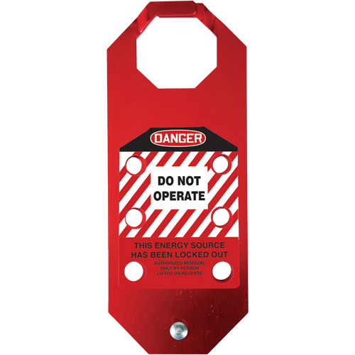 Stopout&reg; OSHA Danger Aluma-Tag Do Not Operate Hasp, Red Ontario Packaging