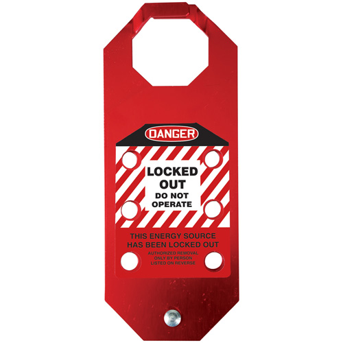 Moraillon de verrouillage pr&eacute;venant l'utilisation conforme aux normes OSHA Danger Stopout Aluma-Tag, Rouge Ontario Packaging