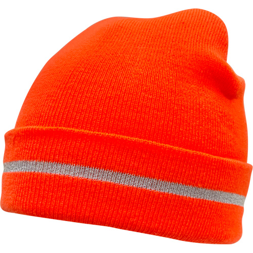 Bonnet en tricot haute visibilit&eacute; avec bande r&eacute;fl&eacute;chissante, Orange haute visibilit&eacute;, Acrylique Ontario Packaging