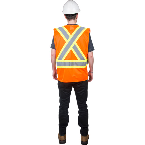 Veste de s&eacute;curit&eacute; pour la circulation, Orange haute visibilit&eacute;, T-Grand, Polyester Ontario Packaging