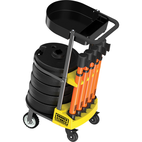 PLUS Barrier Post Cart Kit with Tray, 75' L, Metal, Orange Ontario Packaging