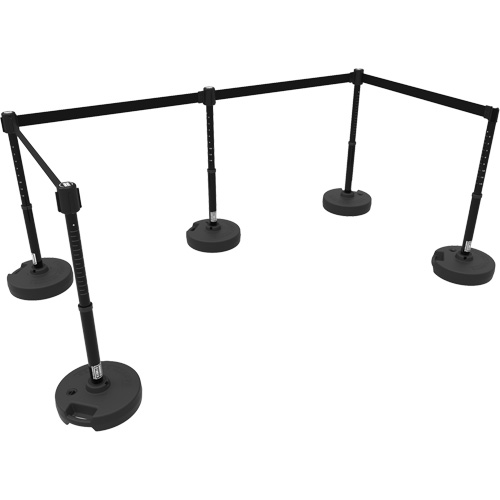 PLUS Barrier Post Set X5, Plastic, 42" H, Black Tape, 15' Tape Length Ontario Packaging