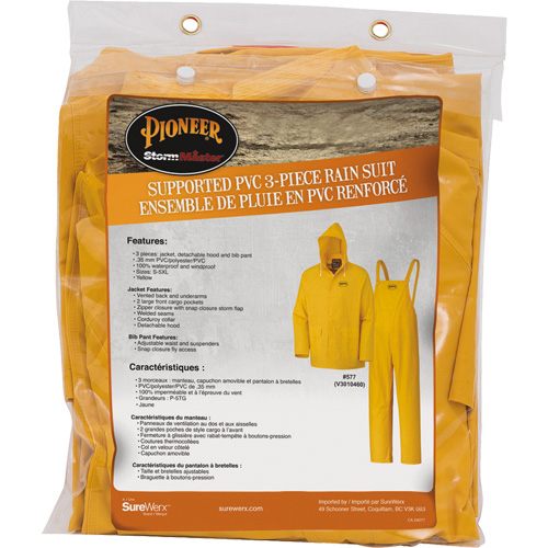 577 V&ecirc;tements imperm&eacute;ables 3 morceaux, Polyester/PVC, 5T-Grand, Jaune Ontario Packaging