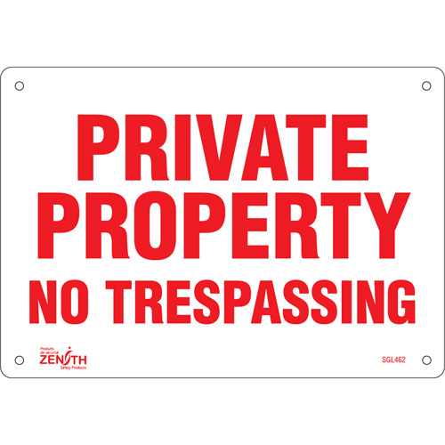 "Private Property" Sign, 7" x 10", Plastic, English Ontario Packaging