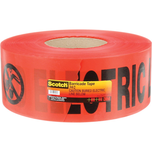 Scotch&reg; Buried Barricade Tape, English, 3" W x 1000' L, 4 mils, Black on Red Ontario Packaging