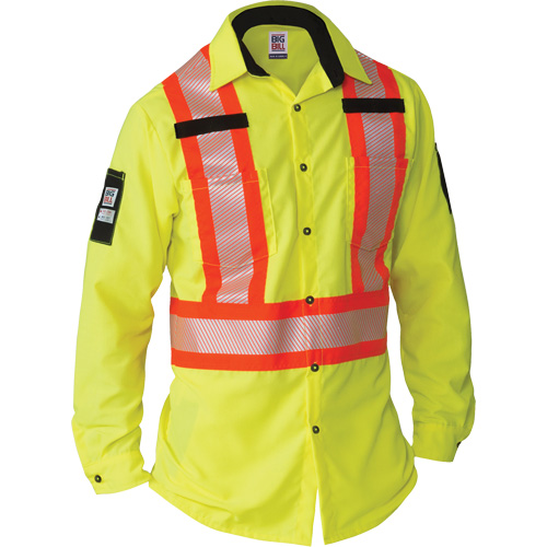 Chemise &agrave; manches longues haute visibilit&eacute; ind&eacute;chirable, Polyester, Petit, Jaune lime haute visibilit&eacute; Ontario Packaging