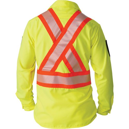 Chemise &agrave; manches longues haute visibilit&eacute; ind&eacute;chirable, Polyester, Petit, Jaune lime haute visibilit&eacute; Ontario Packaging