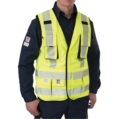 Ripstop Surveyor's Vest, High Visibility Lime-Yellow, Small, Polyester Ontario Packaging