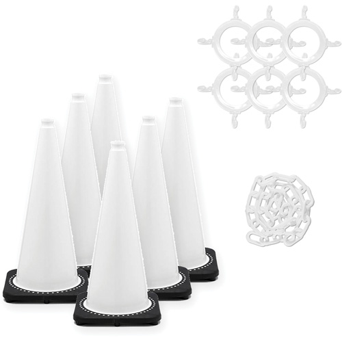 Traffic Cone & Chain Kit, 28", White Ontario Packaging