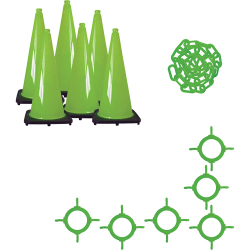 Ensemble de c&ocirc;nes de signalisation et chaînes, 28", Vert Ontario Packaging
