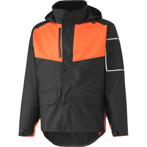 West Coast Waterproof Jacket, Polyester, Large, Black/Orange Ontario Packaging