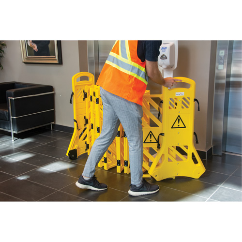 Portable Mobile Barrier, 40" H x 13' L, Yellow Ontario Packaging