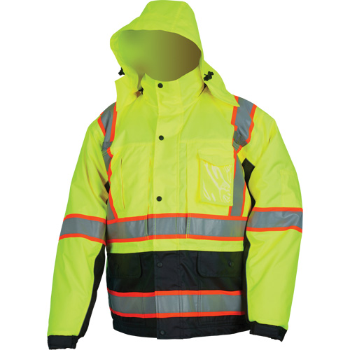 Insulated High Visibility Jacket, Polyester/Polyurethane, High Visibility Lime-Yellow, Small Ontario Packaging