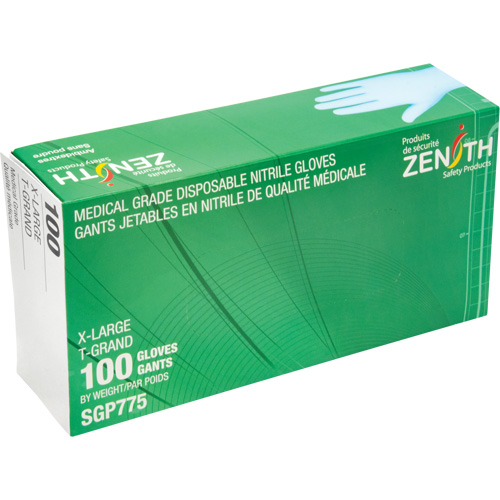 Puncture-Resistant Medical-Grade Disposable Gloves, X-Large, Nitrile, 4.5-mil, Powder-Free, Blue, Class 2 Ontario Packaging