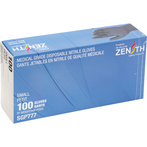 Puncture-Resistant Medical-Grade Disposable Gloves, Small, Nitrile, 5-mil, Powder-Free, Black, Class 2 Ontario Packaging