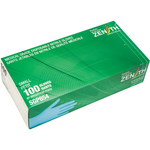Puncture-Resistant Medical-Grade Disposable Gloves, Small, Nitrile, 3.5-mil, Powder-Free, Blue, Class 2 Ontario Packaging