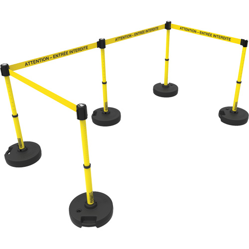 Plus Barrier Post Set, Plastic, 42" H, Yellow Tape, 15' Tape Length Ontario Packaging