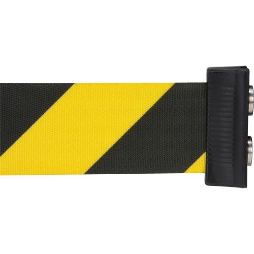 Barri&egrave;re &agrave; fixation murale avec ruban magn&eacute;tique, Acier, Fixation par vis, 7', Ruban Noir et jaune Ontario Packaging