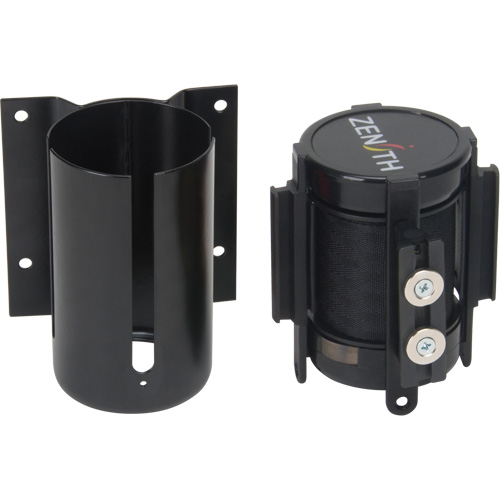 Barri&egrave;re &agrave; fixation murale avec ruban magn&eacute;tique, Acier, Fixation par vis, 7', Ruban Noir Ontario Packaging