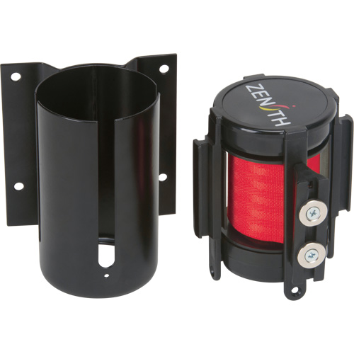 Barri&egrave;re &agrave; fixation murale avec ruban magn&eacute;tique, Acier, Fixation par vis, 7', Ruban Rouge Ontario Packaging