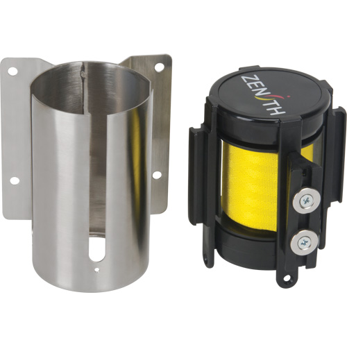 Wall Mount Barrier with Magnetic Tape, Steel, Screw Mount, 7', Yellow Tape Ontario Packaging