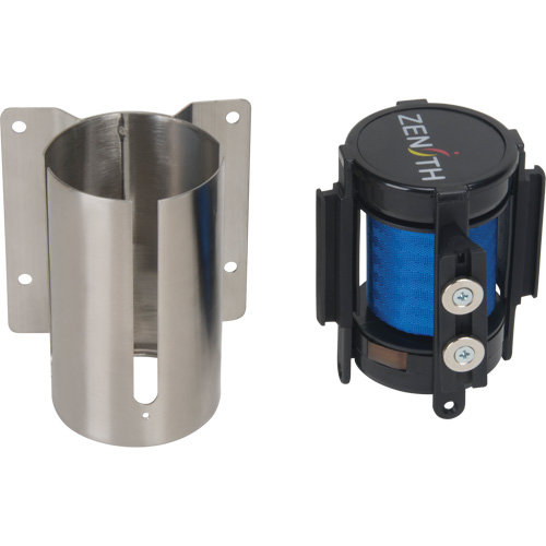 Wall Mount Barrier with Magnetic Tape, Steel, Screw Mount, 7', Blue Tape Ontario Packaging