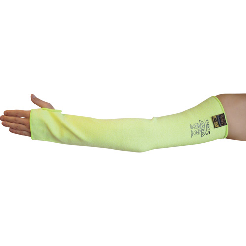 Cut Resistant Sleeve with Thumbhole, Taeki 5, 22", ASTM ANSI Level A4/EN 388 Level 5, High Visibility Yellow Ontario Packaging