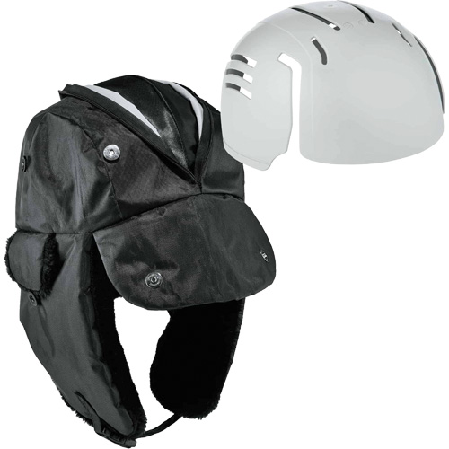 Chapeau de trappeur avec fermeture &agrave; glissi&egrave;re et casque antichoc &agrave; ins&eacute;rer N-Ferno, Doublure en Polyur&eacute;thane/Satin, Moyen/Petit, Noir Ontario Packaging
