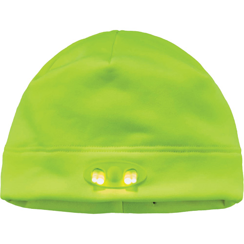 N-Ferno&reg; Skull Cap Beanie Hat with LED Lights, One Size, High-Visibility Lime Green Ontario Packaging
