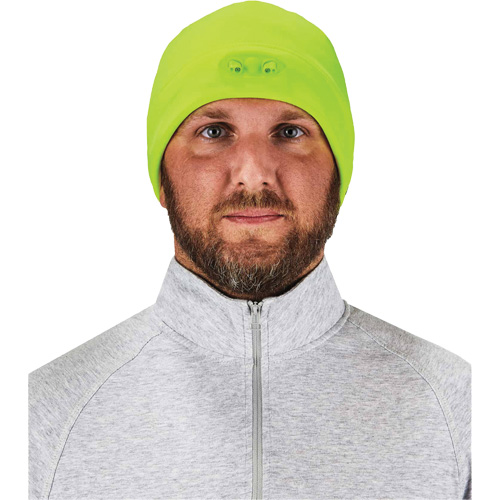 N-Ferno&reg; Skull Cap Beanie Hat with LED Lights, One Size, High-Visibility Lime Green Ontario Packaging