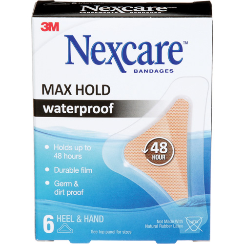 Pansements imperm&eacute;ables &agrave; tenue maximale Nexcare, Main/Talon, 3-1/2", Plastique, St&eacute;rile Ontario Packaging