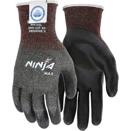 Ninja&reg; Max Cut Resistant Gloves, Size Large, 10 Gauge, Bi-Polymer Coated, Dyneema&reg; Shell, ASTM ANSI Level A3 Ontario Packaging