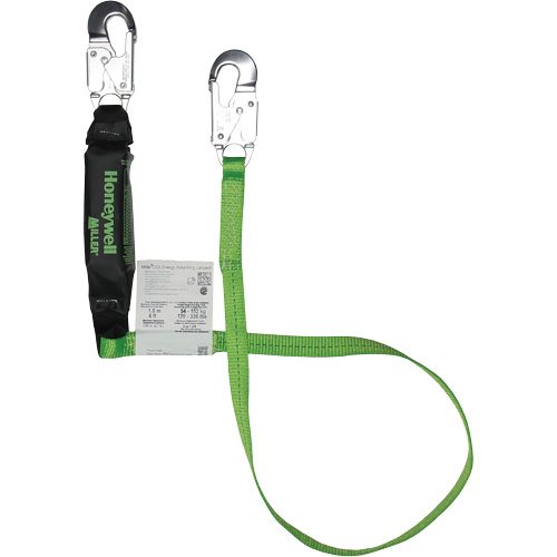 Miller&reg; HP Shock-Absorbing Lanyard, 6', Locking Snap Hook Center, Locking Snap Hook Leg Ends, Polyester Ontario Packaging