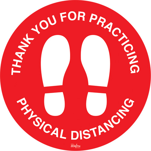 Enseigne pour plancher  Physical Distancing , Adh&eacute;sif, Anglais avec pictogramme Ontario Packaging