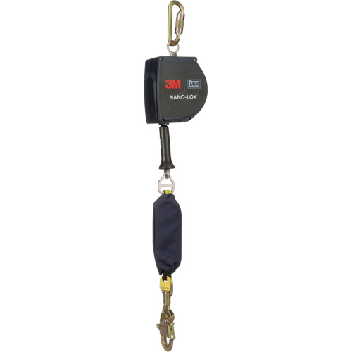 Cordage de s&eacute;curit&eacute; autor&eacute;tractable allong&eacute; Nano-Lok, 15', Acier galvanis&eacute;, Pivotant Ontario Packaging