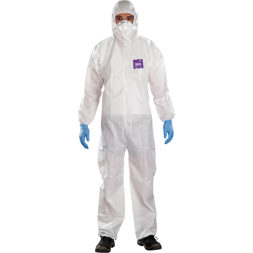 Alphatec Microchem Coveralls with Collar, Large, White, SMS Ontario Packaging