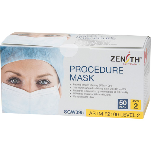 Masques d'intervention jetables, ASTM F2100 Niveau 2, Classe 1 Ontario Packaging
