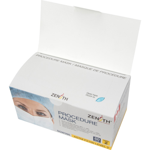 Masques d'intervention jetables, ASTM F2100 Niveau 2, Classe 1 Ontario Packaging