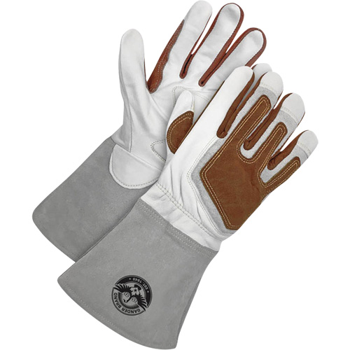 Gants de soudage &agrave; l'arc TIG Gander Brand avec renfort thermique, Cuir fleur de ch&egrave;vre, Taille Petit Ontario Packaging