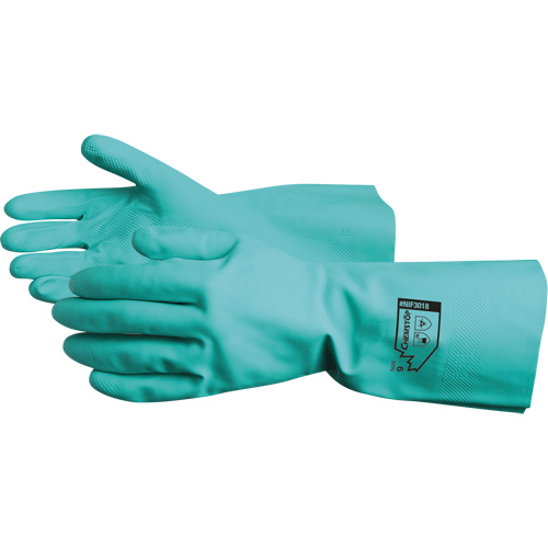 Chemstop Chemical Resistant Gloves, Size 7, 12" L, Nitrile, Flock-Lined Inner Lining, 15-mil Ontario Packaging