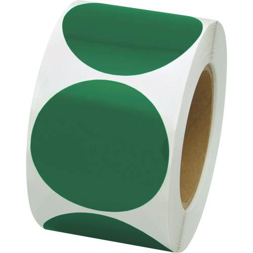 Pastilles de marquage color&eacute;es, Cercle, 3" lo x 3" la, Vert, Vinyle Ontario Packaging