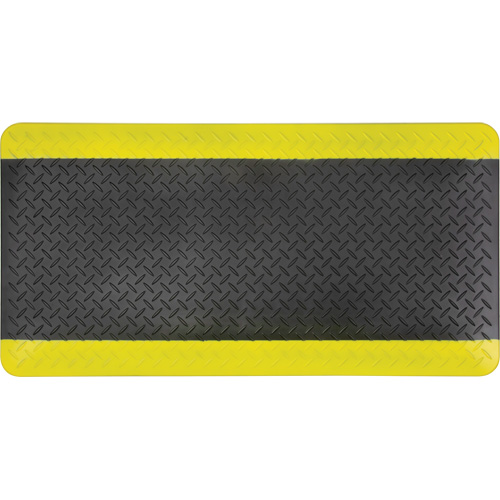 Anti-Fatigue Matting, Diamond, 1-2/3' x 3-1/4' x 3/4", Black/Yellow, Polyurethane Ontario Packaging