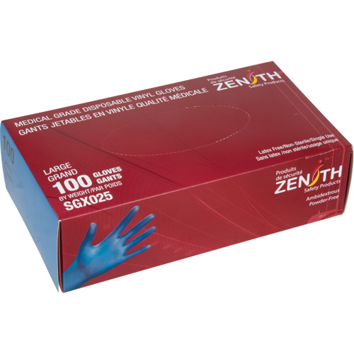 Medical-Grade Disposable Gloves, Small, Vinyl, 4.5-mil, Powder-Free, Blue, Class 2 Ontario Packaging