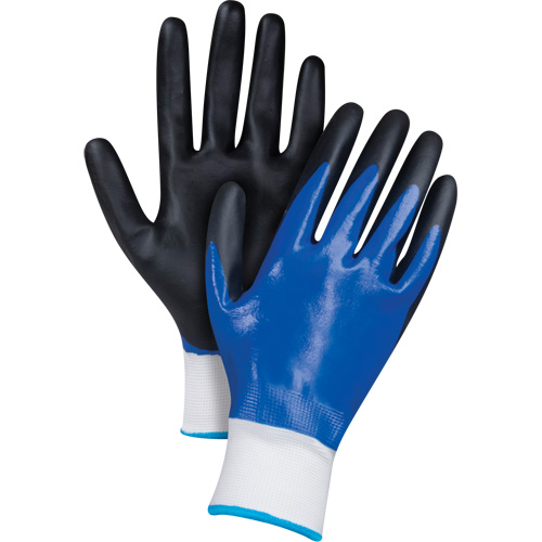 Black & Blue Coated Gloves, Small, Foam Nitrile Coating, 15 Gauge, Nylon Shell Ontario Packaging