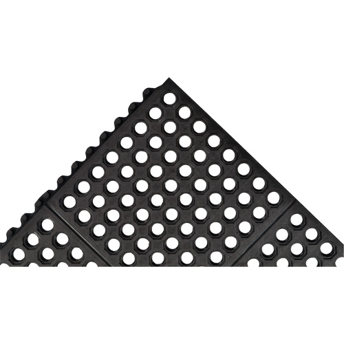 Tapis antifatigue &agrave; imbrication Cushion-Ease 550, &agrave; fentes, 3' x 3' x 3/4", Noir, Caoutchouc Ontario Packaging