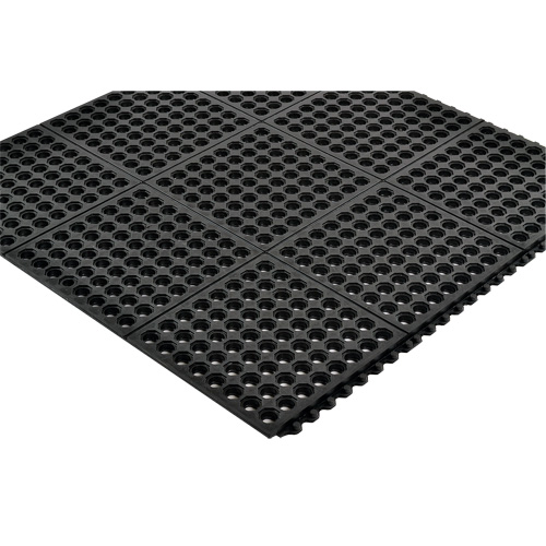 Tapis antifatigue &agrave; imbrication Cushion-Ease 550, &agrave; fentes, 3' x 3' x 3/4", Noir, Caoutchouc Ontario Packaging