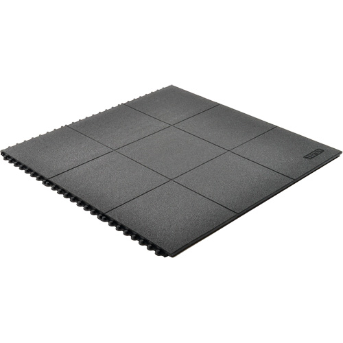Tapis antifatigue &agrave; imbrication Cushion-Ease, Rugueux, 3' x 3' x 3/4", Noir, Caoutchouc naturel Ontario Packaging